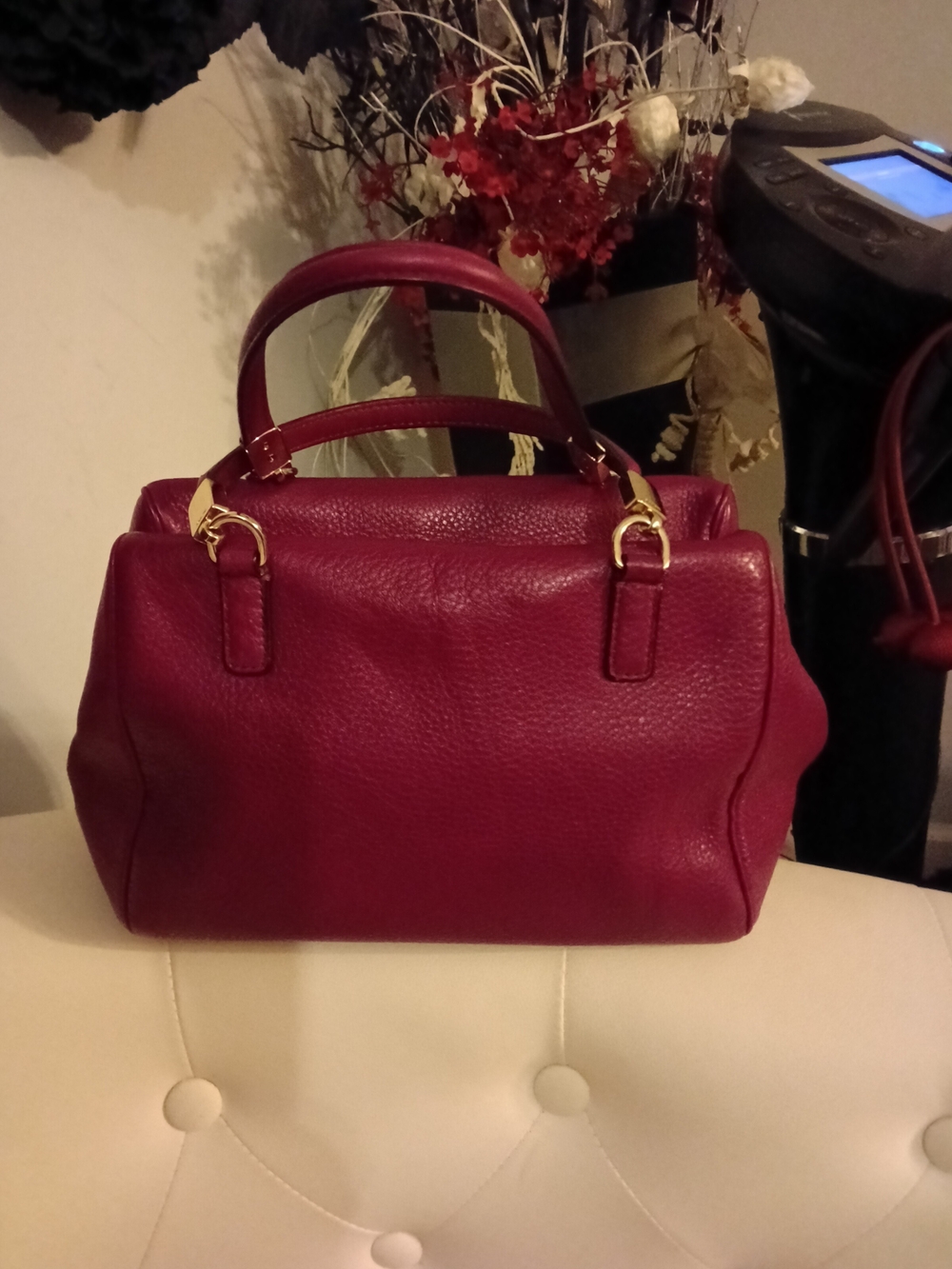 Coach Madison Mini Leather Top-Handle Satchel in Deep Berry - Picture 2 of 8